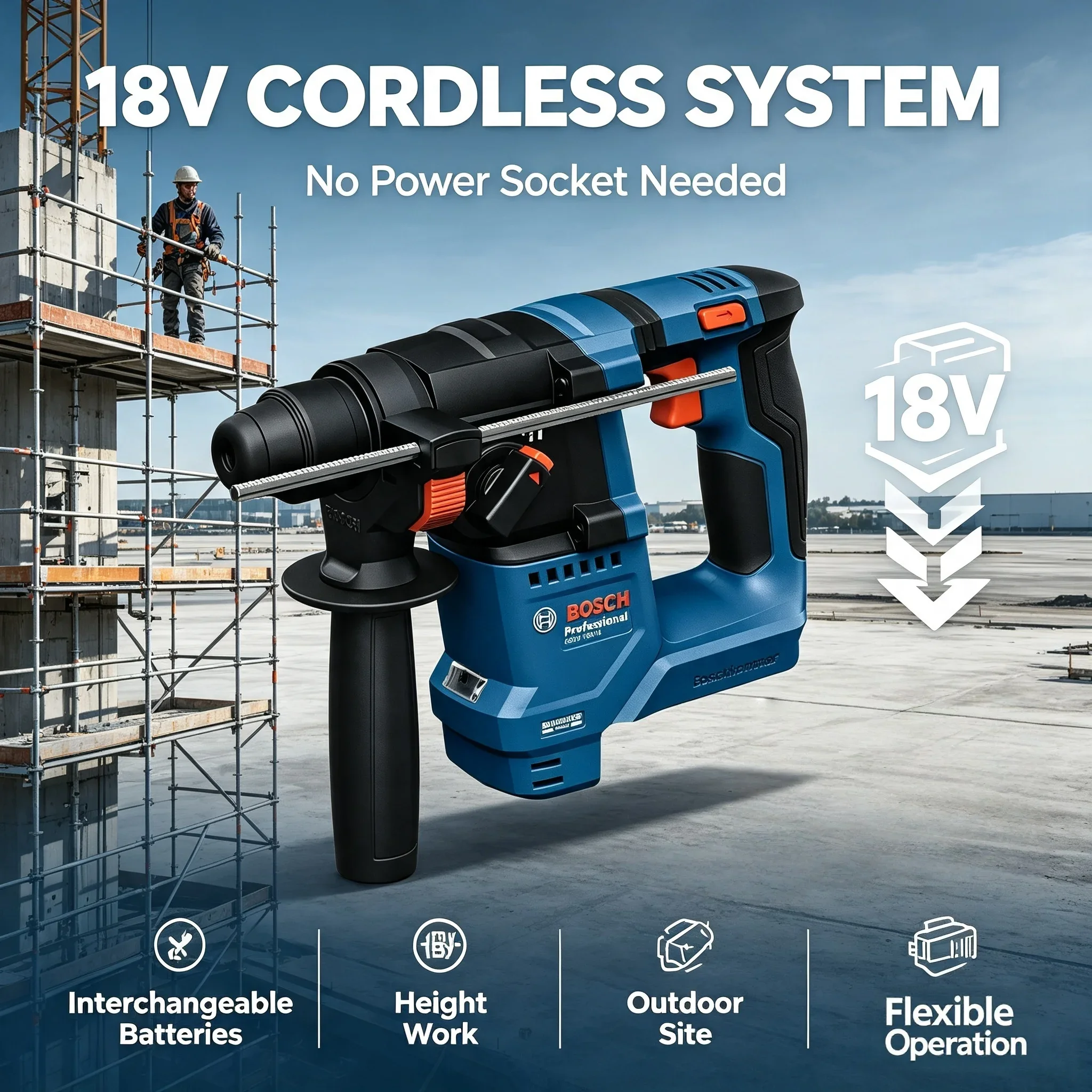 Power Tools Professional - Bosch GBH 18V-18 18V Fırçasız Kablosuz