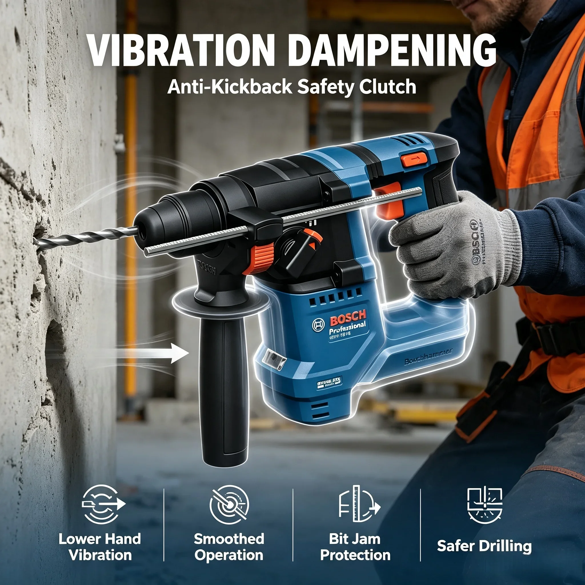 Power Tools Professional - Bosch GBH 18V-18 Kablosuz Döner Çekiç,